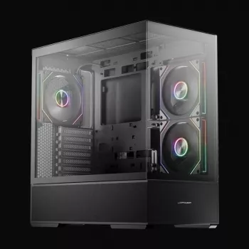 LC-Power Gaming Midi Tower ATX 812B Onyx Vision ar rūdītu stiklu un 4x aRGB ventilatoriem, melns