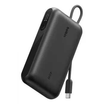 Belkin BoostCharge 10K PD45W Display Power Bank ar USB-C kabeli, 10000mAh, Melns
