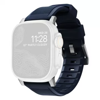 Nomad Rugged Strap Atlantic Blue Connector Silver 42/44/45/49mm