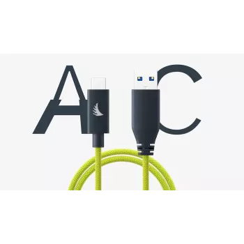 Angelbird USB-A uz C 3.2 Solid Flex kabelis laima krāsā 1 ft UAC3SFL32