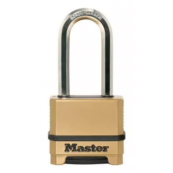 Master Lock 175EURDLH Pārslēdzama 4-ciparu kombinācijas atslēga, cinka korpuss, rūdīta tērauda garais važas, 50 mm korpusa platums, 8 mm važas diametrs, 63 mm vertikālais klīrenss, 24 mm horizontālais klīrenss, iekštelpu/ārtelpu lietošanai