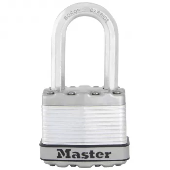 Master Lock Laminēta atslēga M1EURDLFCC ar pretkorozijas aizsardzību, Bora karbīda cilpa, 8 mm diametrs, 48 mm korpusa platums, atšķirīgas atslēgas, 2 atslēgas, laikapstākļiem izturīga, drošības novērtējums 8/10