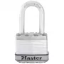 Master Lock Laminēta atslēga M1EURDLFCC ar pretkorozijas aizsardzību, Bora karbīda cilpa, 8 mm diametrs, 48 mm korpusa platums, atšķirīgas atslēgas, 2 atslēgas, laikapstākļiem izturīga, drošības novērtējums 8/10