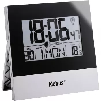 Mebus 41787 Radio Controlled Wall Clock, Silver/White, 30 cm, DCF77