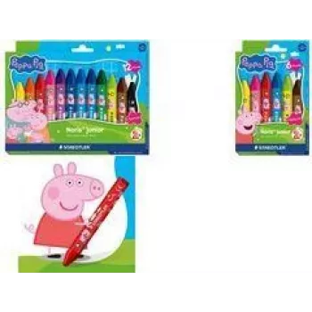STAEDTLER Noris Junior Peppa Pig Vaska Krītiņi 12 Krāsas Plastmasas Futrālī