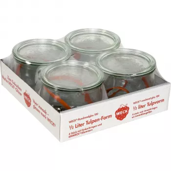 WECK Round Rim Jar Tulip 0.5L 4 komplekts