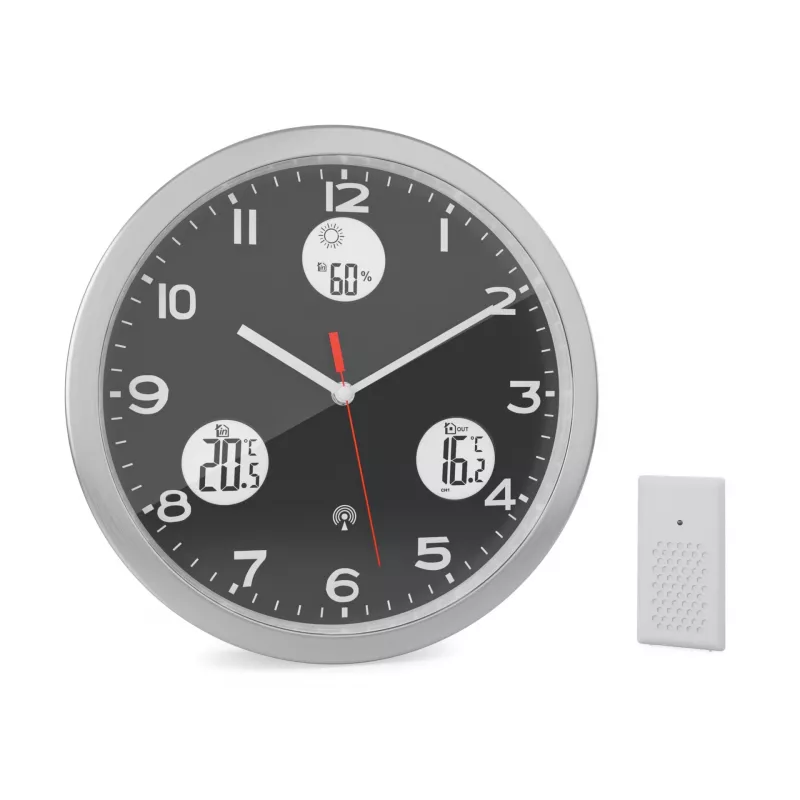 MEBUS 13149 Radio Controlled Wall Clock 30 cm Aluminium Silent Movement