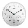 MEBUS 52841 Radio Controlled Wall Clock, Black Frame, White Dial, 30 cm