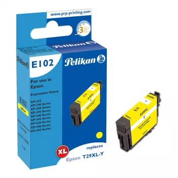 Pelikan E102 saderīga tintes kasetne dzeltena augstas (XL) ietilpības Epson XP-450 XP-440 XP-430 XP-350 XP-340 XP-330 XP-250 XP-240 XP-235 1 gab.