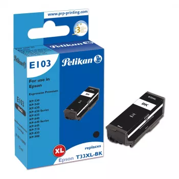 Pelikan E103 saderīga tintes kasetne melna augstas ražības Epson XP-530 XP-540 XP-630 XP-635 XP-640 XP-645 XP-710 XP-830 XP-900