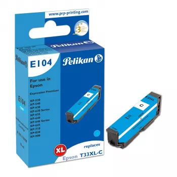 Pelikan E104 saderīga tintes kasetne ciāna augstas ražības (XL) Epson XP-530 XP-540 XP-630 XP-635 XP-640 XP-645 XP-710 XP-830 XP-900