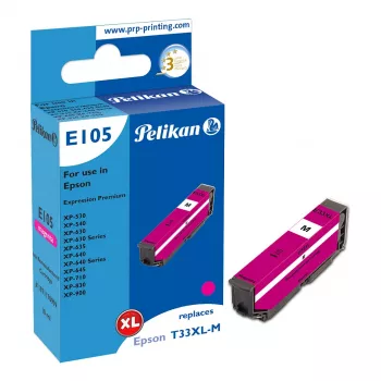 Pelikan E105 saderīga tintes kasetne, magenta, augstas ražības (XL) Epson XP-530/540/630/635/640/645/710/830/900 - 1 iepakojums