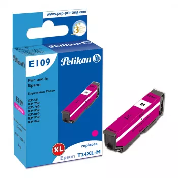 Pelikan E109 saderīga tintes kasetne, magenta, augstas ražības (XL) Epson Expression Photo XP-55, XP-750, XP-760, XP-850, XP-950, XP-960 - 1 iepakojums