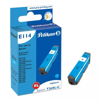 Pelikan E114 saderīga tintes kasetne ciāna augstas ražības (XL) Epson Expression Premium XP-510, XP-520, XP-600 sērijai, XP-700 sērijai, XP-800 sērijai
