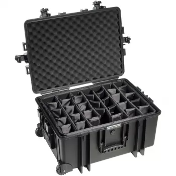 B&W Outdoor Case Type 6800 Hard Shell Case ar Dalītāju Sistēmu, Melns