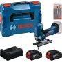BOSCH PowerTools Bezvada finierzāģa komplekts ar 2 akumulatoriem 5.0 Ah, ātro lādētāju un finierzāģa asmeņu komplektu L-BOXX (kastē)