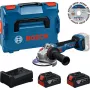 BOSCH Professional Bezvada Leņķa Slīpmašīnas Komplekts 18V 2x5.0Ah ar Griešanas Disku 125mm L-BOXX