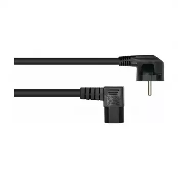 Kabelmeister Power Cable Schuko Plug Type E+F 90° Angled to IEC C15 Right Angled - 1.8m Black