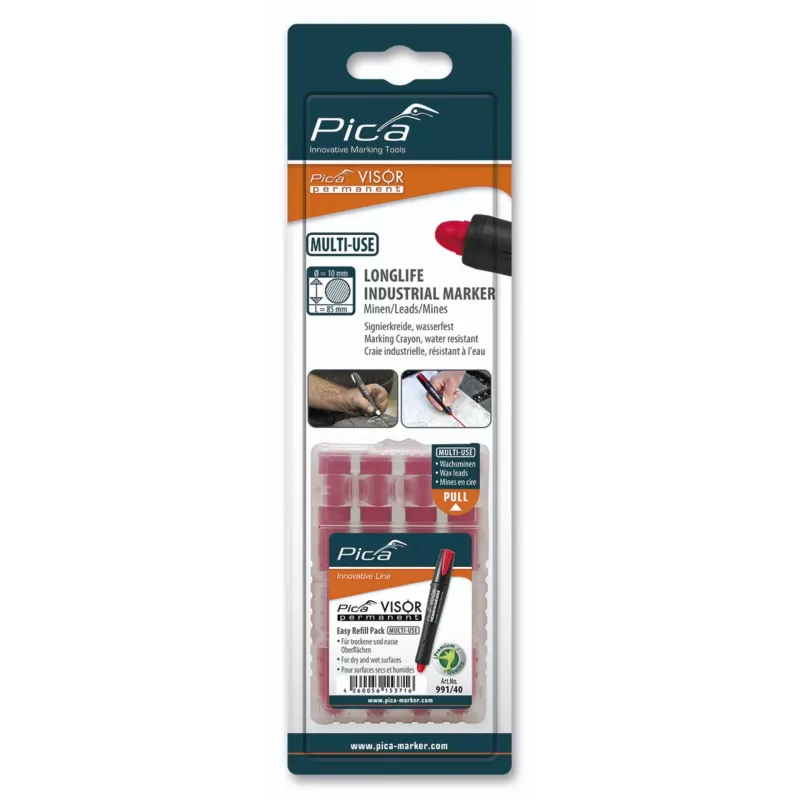 Pica VISOR Permanent Replacement Refills Red / SB (10-Pack)