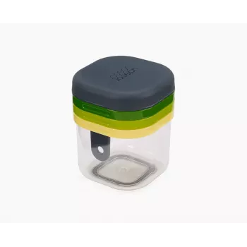 Joseph Joseph Multi-Prep Mini 3 daļu pārtikas sagatavošanas komplekts, manuāls mini griezējs ar daiviņu griezni un biezu un plānu šķēļu asmeņiem, daudzkrāsains (20231)