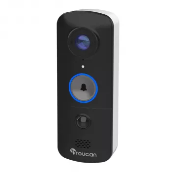 Toucan Wireless Video Doorbell with Chime V3 - 1080p Full HD, 180° platleņķis, nakts redzamība, divvirzienu saruna, PIR kustības detektors, IP56, melns