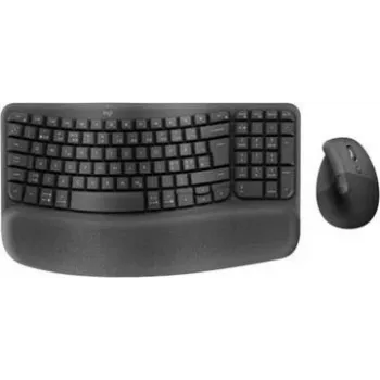 Logitech Wave Keys and Lift Combo - Bezvadu ergonomiska tastatūras un peles komplekts - Bluetooth LE, 2,4 GHz - QWERTY - Ziemeļvalstu izkārtojums - Grafīts