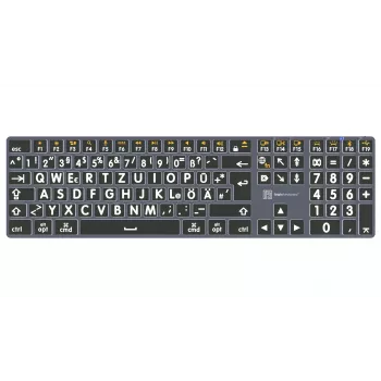 LogicKeyboard XL-Print Titan White on Black DE (Mac) - Vācu QWERTZ izkārtojums