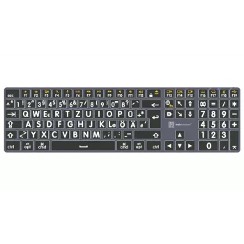 LogicKeyboard XL-Print Titan White on Black DE (Mac) - Vācu QWERTZ izkārtojums