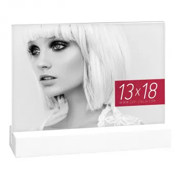 ZEP Dresda White 13x18 Acrylic Photo Frame with Wooden Base AQ657W