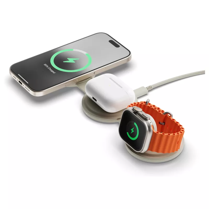 Satechi OntheGo 3-in-1 Wireless Charger with Qi2, Sand, 15W, ST-QTG31W