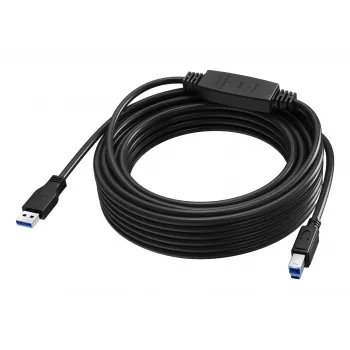 VISION 10 m USB 3.0 aktīvais pagarinātājkabelis - niķelēti savienotāji - 5 Gbps - USB A uz USB B - melns