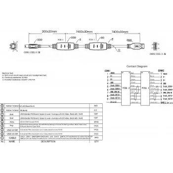 VISION 15 m USB 3.0 aktīvais retranslācijas kabelis - niķelēti savienotāji - joslas platums 5 Gbps - USB A (vīr.) uz USB B (vīr.) - diametrs 5,5 mm - 28+24 AWG - melns