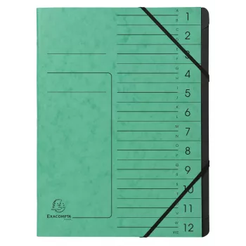 Exacompta Expanding File 12 Compartments Green Colorspan