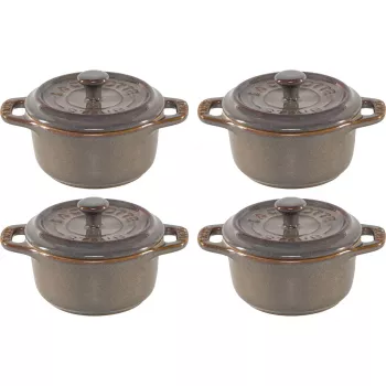 Staub Mini Cocotte Set 4-Piece Ceramic Round Antique Gray 10 cm