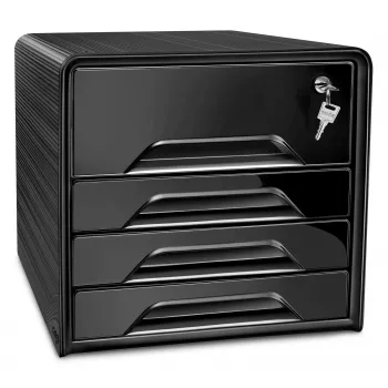 CEP Office Solution Smoove Secure Drawer Box Black DIN A4 4 Drawers
