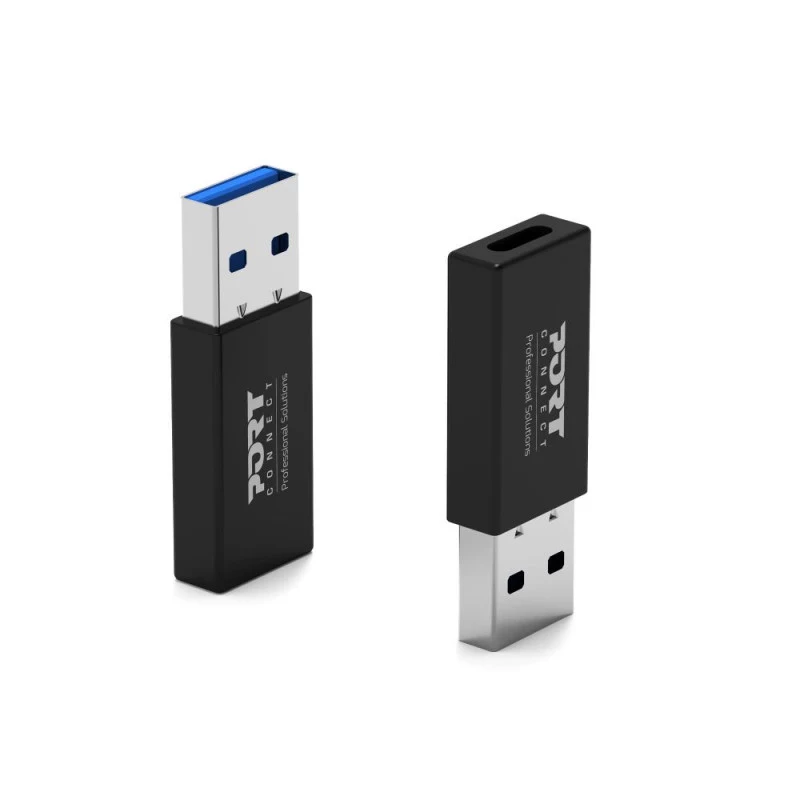 PORT Designs USB-A uz USB-C Pārveidotājs - USB 2.0 Adapteris - Melns