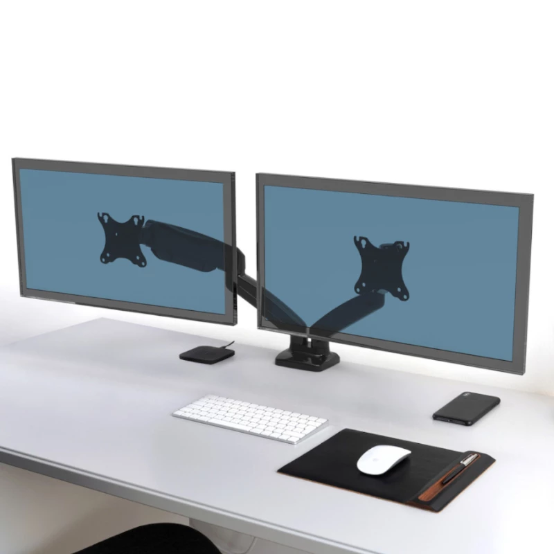 PORT Designs PORT Connect regulējams divu monitoru stiprinājums - 2 ekrāniem līdz 32 inch - galda skava/caurums - melns
