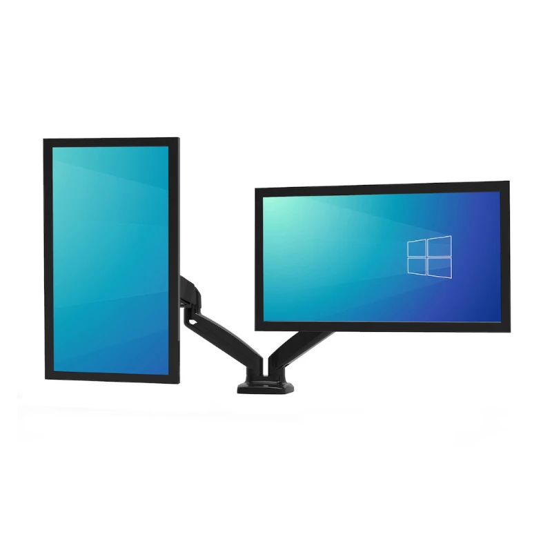 PORT Designs PORT Connect regulējams divu monitoru stiprinājums - 2 ekrāniem līdz 32 inch - galda skava/caurums - melns
