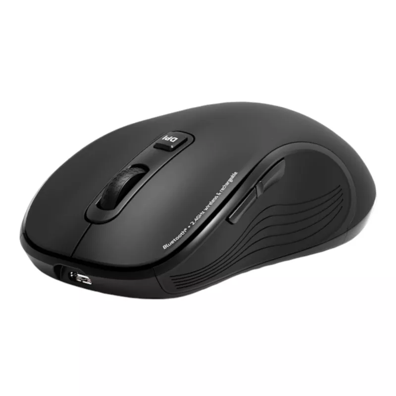 PORT Designs PORT Connect Professional ESSENTIAL Bezvadu optiskā pele - 5 pogas - 2,4 GHz, Bluetooth - USB uztvērējs - Melna