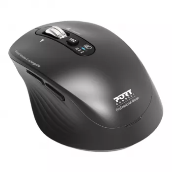 PORT Designs PORT Connect Professional BUSINESS uzlādējama bezvadu pele - optiskā - 6 pogas - 2,4 GHz, Bluetooth - USB uztvērējs - melna