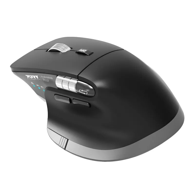 PORT Designs PORT Connect Professional ULTIMATE bezvadu uzlādējama pele - optiskā - 6 pogas - 2,4 GHz, Bluetooth - USB uztvērējs