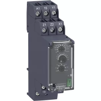 APC RE22R1MYMR Daudzfunkciju taimeru relejs, 0,05 s - 300 h, 24-240 V AC/DC, 1 pārslēgšanas kontakts, 8 A, DIN sliede
