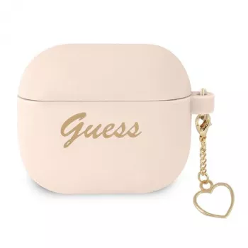 Guess GUA3LSCHSP silikona šarms Heart Collection maciņš Apple AirPods 3rd Generation - rozā