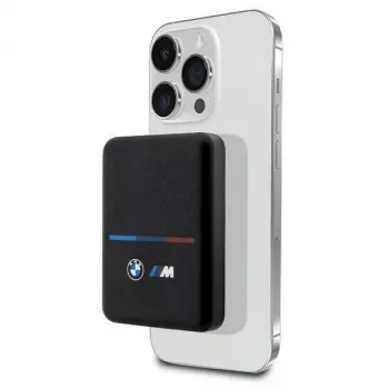 BMW M Collection MagSafe Power Bank 5000mAh 15W Wireless Charger ar USB-C kabeli Melns