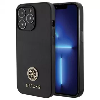 Guess GUHCP13LPS4DGPK Cietais vāciņš Apple iPhone 13 Pro 6,1 collu Melns Strass Metāla Logotips