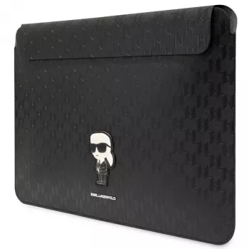 Karl Lagerfeld Sleeve KLCS16SAKHPKK 16 collu melns Saffiano Monogram Ikonik klēpjdatora maciņš