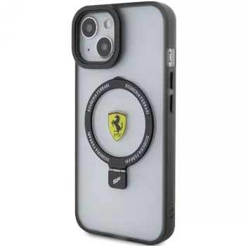 Ferrari FEHMP15MUSCAK iPhone 15 Plus / 14 Plus 6,7 inch Caurspīdīgs dūmakains cietais maciņš ar gredzena statīvu, MagSafe, 2023 kolekcija