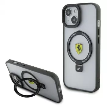 Ferrari FEHMP15MUSCAH iPhone 15 Plus / 14 Plus 6,7 inch Cietais caurspīdīgais vāciņš ar gredzena statīvu, MagSafe, 2023 Collection