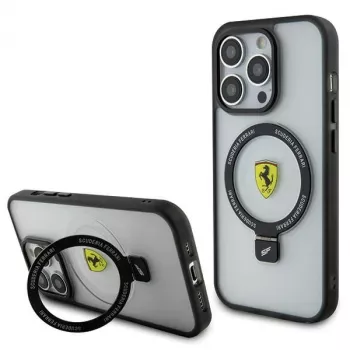 Ferrari FEHMP15LUSCAH iPhone 15 Pro 6,1 inch caurspīdīgs cietais maciņš ar gredzena statīvu, saderīgs ar MagSafe, 2023. gada kolekcija