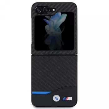 BMW M Collection Ādas un oglekļa šķiedras aizmugurējais vāciņš Samsung Galaxy Z Flip5 - Melns